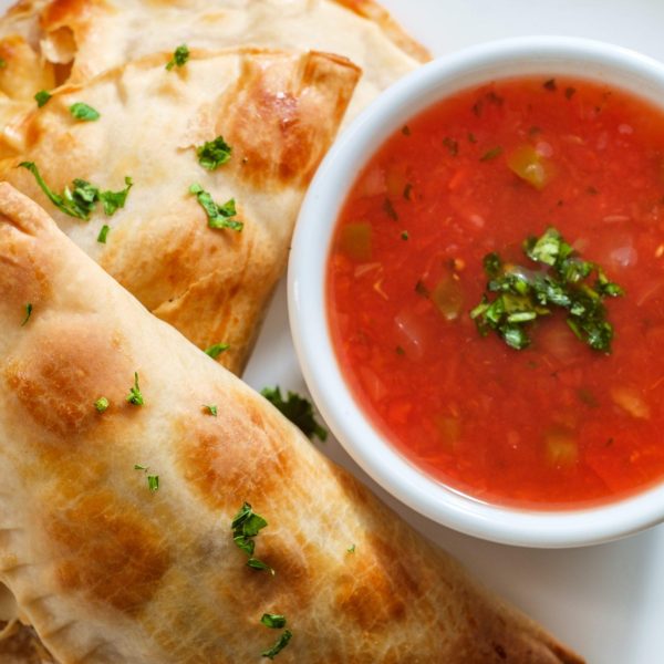 Mexican beef empanadas with tortilla chips and restaurant style salsa